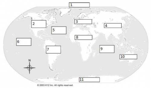 Quick! I need the answer ASAP! 1. On the map below, label the seven continents and four oceans in t