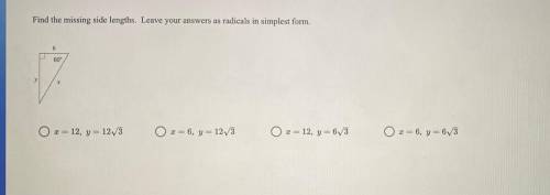 I need help finding the missing side length with the answer in radicals in the simplest form.