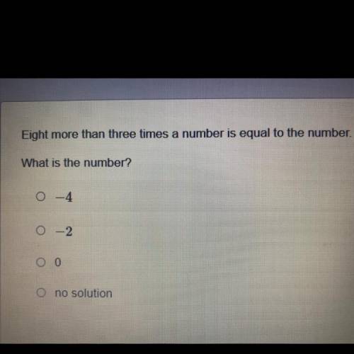 Eight more than three times a number is equal to the number.
What is the number