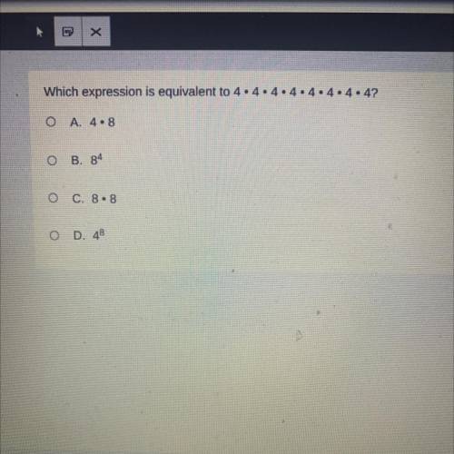 Which expression is equivalent to 4.4.4.4.4.4.4.4?