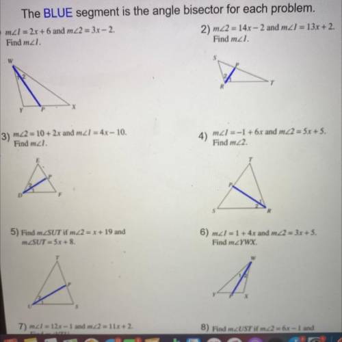 Help me from 1-6 and also show work (Geometry)