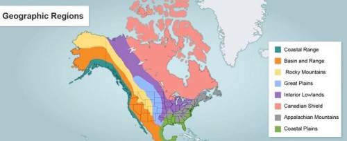 Examine the map of North American physical regions.

A map of North American geographic physical r