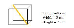 What is the length of the diagonal for the given rectangular prism to the nearest whole unit?

A)