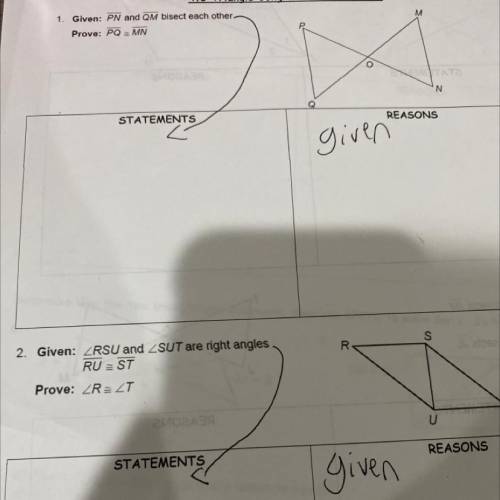 Geometry help I need the statements and reasons