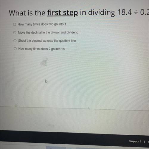 What is the first step in dividing 18.4 divided by 0.2
