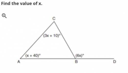 Find the value of x based on the diagram given.