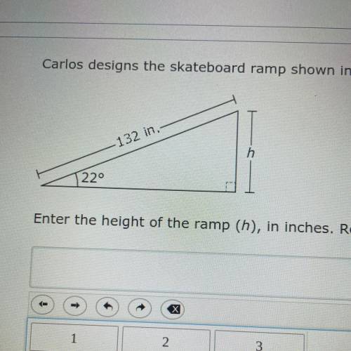 Enter the height of the ramp (h), in inches. Round your answer to the nearest whole inch.
