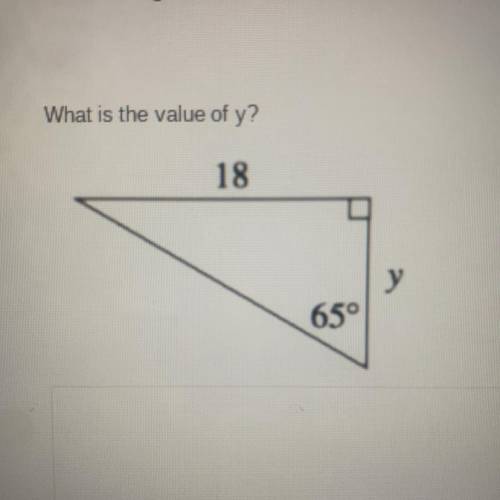 What is the value of y?
18
y
65°