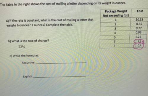 I really need help with this math problem Part B and C.