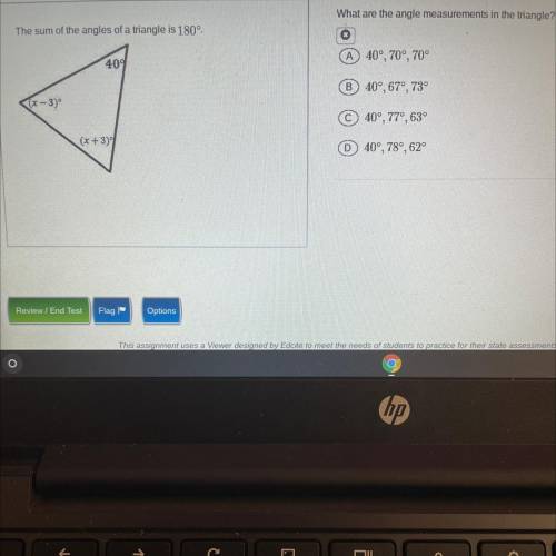What are the angle measurements in the triangle?