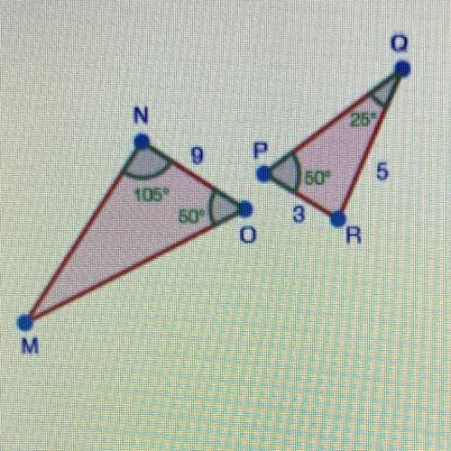 (04.04 MC)

Are the two triangles below similar?
No, because the corresponding sides are not propo