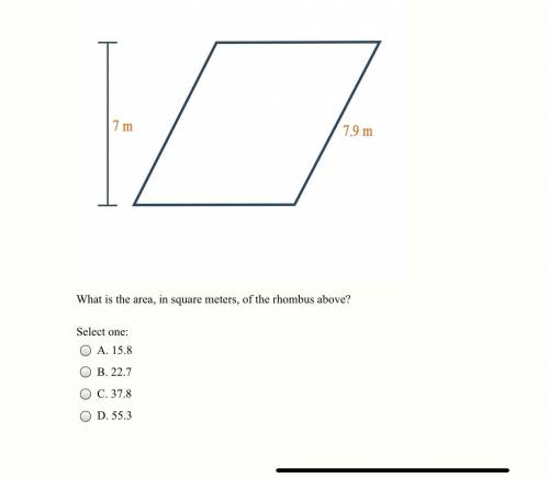 What is the area, in square meters, of the rhombus above?