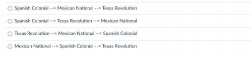 Which of the following provides the correct sequence (order) of historical eras in Texas History?
