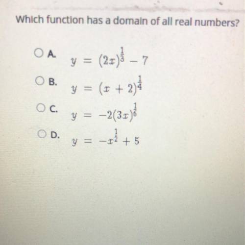 Which function has a domain of all real numbers