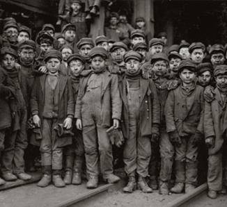 Look at the photo carefully. What dangers were these child workers exposed to? Identify at least th