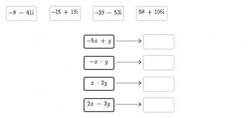 Given that x = 3 + 8i and y = 7 - i, match the equivalent expressions.