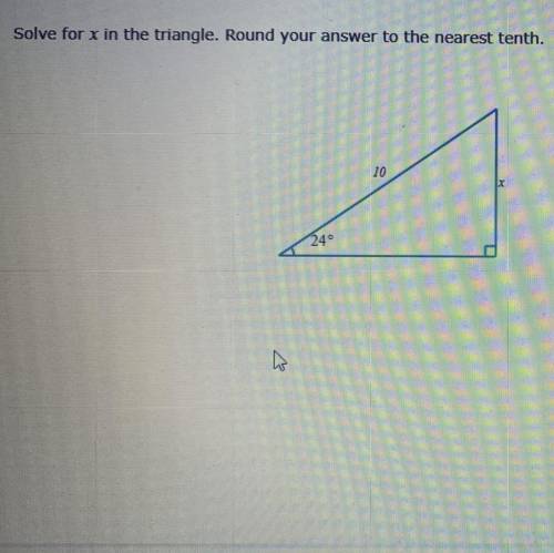 Solve x in the triangle. Round your answer to the nearest tenth