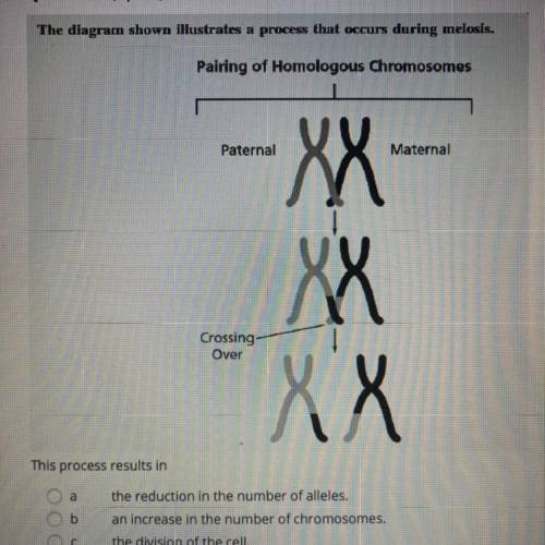 PLEASE HELP ASAP

This process results in
a. the reduction in the 
number of alleles.
b. an i