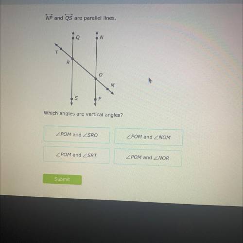 Which angles are vertical angles