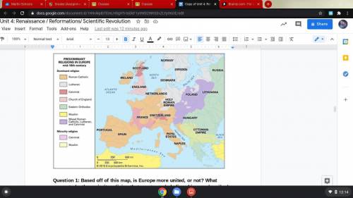 Question 1: Based off of this map, is Europe more united, or not? What seems to be the majority rel