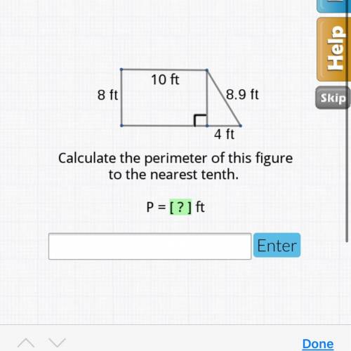 Calculate the perimeter of this figure to the nearest tenth