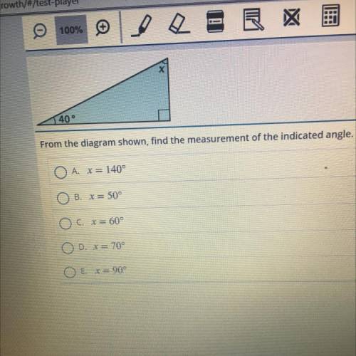 From the diagram shown find the measurement of the indicate angle HURRYYY
