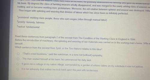 Read these sentences from paragraph 2 of the excerpt from The Condition of the Working Class in Eng