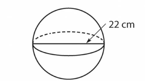 Using 3.14 for π, what is the volume of the sphere to the nearest tenth?

A. 44,579.6 cubic centim