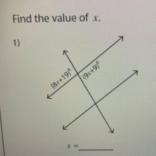 Find the value of x.
(8x+19)(9x+9)
Please give step by step