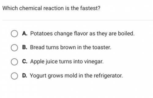Which chemical reaction is fastest