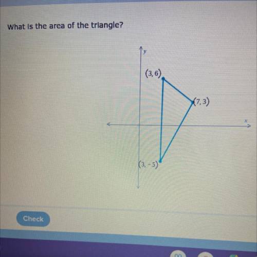 What is the area of the triangle?
(3,6)
(7,3)
(3, -5)