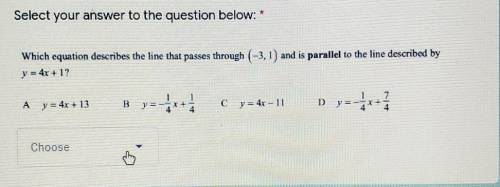 Which equation describes the line that passes through (-3,1) and is parallel to the line described
