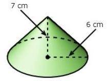 What is the volume of the cone shown? (in terms of π)

A) 73π cm3 
B) 84π cm3 
C) 96π cm3
D) 108π