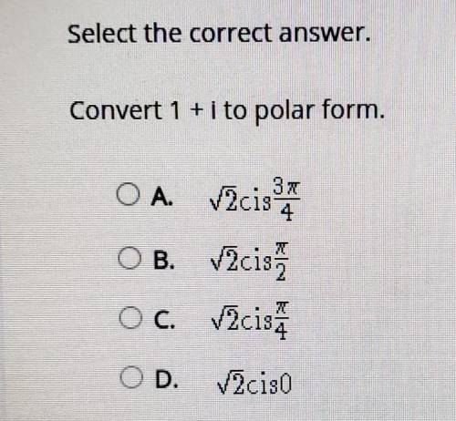 Convert 1 + i to polar form.