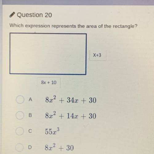 HELPPPPPPPPP
Which expression represents the area of the rectangle