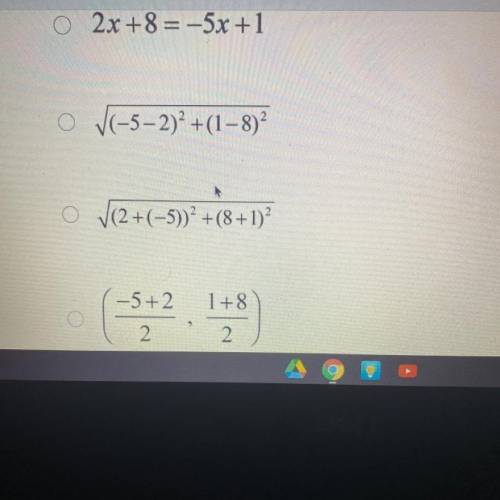 Will mark brainlest

Choose the equation that would be used to find the length between A((2, 8