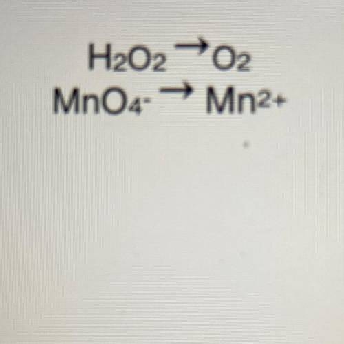 Write the net ionic equation for the reaction between MnO4- ions and H2O2 in acid solution.