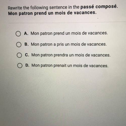 Help, this is for my exam! French 11

Please rewrite the following sentence in the Passé compose