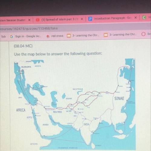 Use map below to answer the following question: This map shows trade routes from 150 CE. What can b