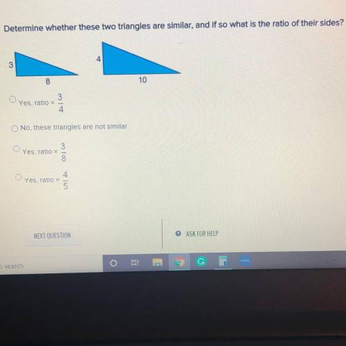 please help ! Determine whether these two triangles are similar, and if so what is the ratio of the