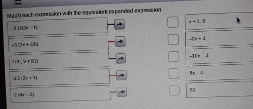 match each expression with the equivalent expanded expression.. WILL MARK BRAINLEST IF YOU GET IT R