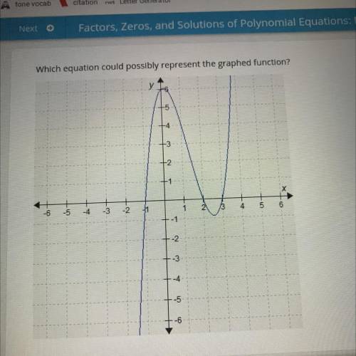 Which equation could possible represent the graphed function?

a. f(x)= (x-1)(x+2)(x+3)
b. f(x)= (