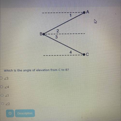Which is the angle of elevation from C to B?