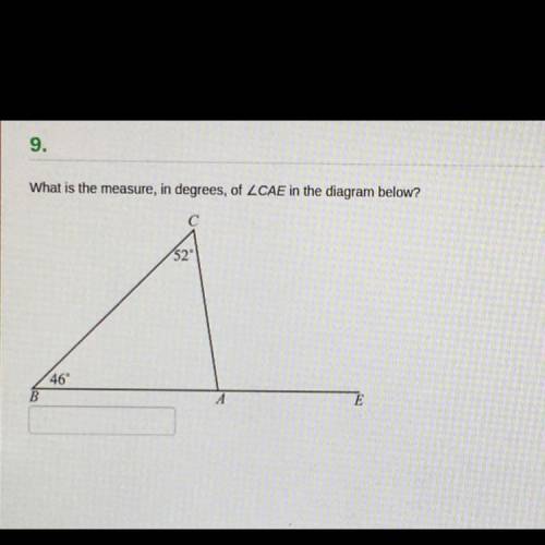 What is the measure, in degrees, of CAE in the diagram below?