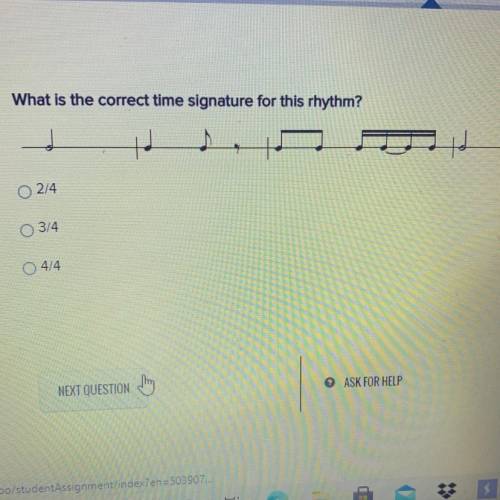 What is the correct time signature for this rhythm?
2/4
3/4
4/4