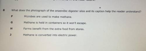 PLEASE HELP

What does the photograph of the anaerobic digester silos and its caption help the rea