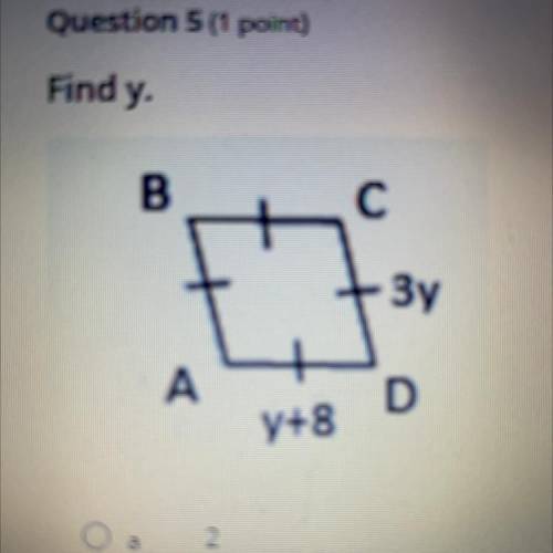 Find y.
a) 2
b) 4 
c) 8 
d) 6