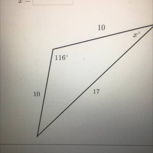 HELP PLS!
Find the value of x in the triangle shown below