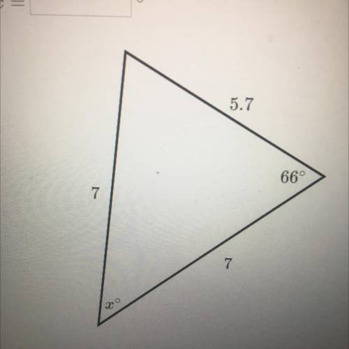 HELP ASAP!!
Find the value of x in the triangle shown below