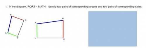 Identify two pairs of corresponding angles and two pairs of corresponding sides